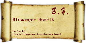 Biswanger Henrik névjegykártya